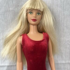 Vintage 1991 Mattel Barbie Doll Red Velour Velvet Jumpsuit‎ Blonde
